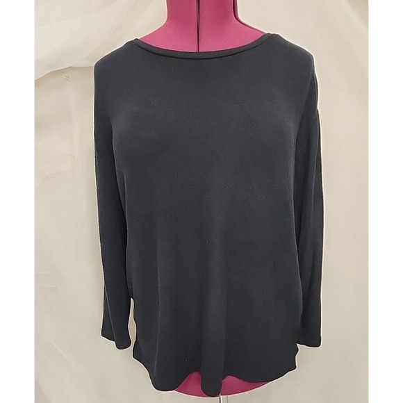 La Cera Fleece Long Sleeve Tunic Top Women's Medium Black‎ NWT - Picture 1 of 13